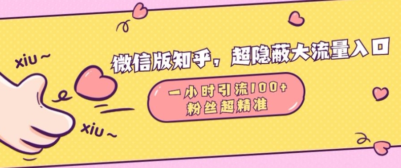微信版知乎，超隐蔽流量入口1小时引流100人，粉丝质量超高【揭秘】直击课堂-直击课堂博客|网赚教程_各大网赚论坛VIP教程直击课堂博客