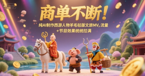 商单不断！纯AI制作西游人物羊毛毡版文旅MV，流量+节目效果统统拉满直击课堂-直击课堂博客|网赚教程_各大网赚论坛VIP教程直击课堂博客