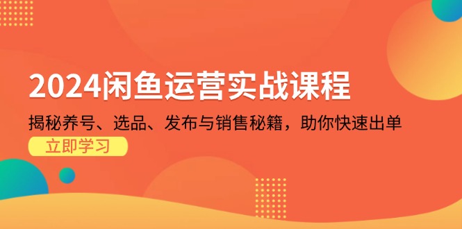 2024闲鱼运营实战课程：揭秘养号、选品、发布与销售秘籍，助你快速出单直击课堂-直击课堂博客|网赚教程_各大网赚论坛VIP教程直击课堂博客