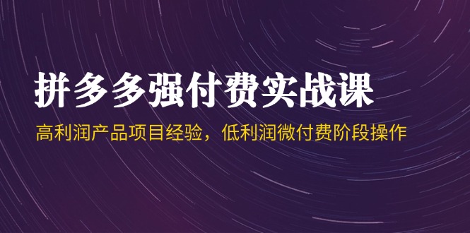 拼多多强付费实战课-44期，高利润产品项目经验，低利润微付费阶段操作直击课堂-直击课堂博客|网赚教程_各大网赚论坛VIP教程直击课堂博客