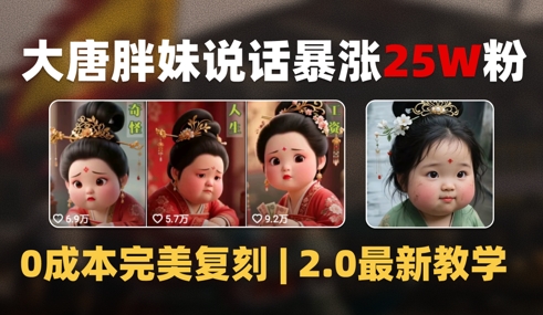 AI大唐胖贵妃说话2.0，40条视频暴涨40w粉，附独家变现攻略直击课堂-直击课堂博客|网赚教程_各大网赚论坛VIP教程直击课堂博客