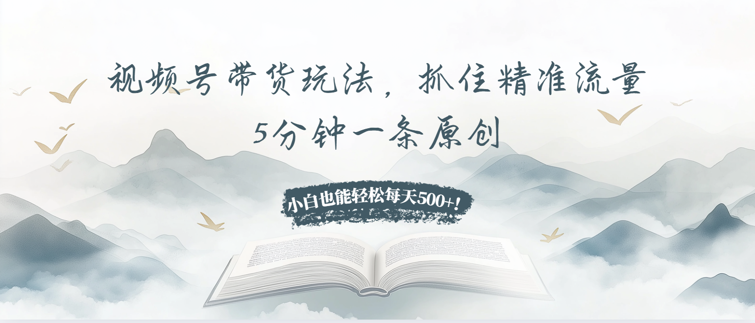 视频号带货玩法，抓住精准流量，5分钟一条原创，小白也能轻松每天500+！直击课堂-直击课堂博客|网赚教程_各大网赚论坛VIP教程直击课堂博客