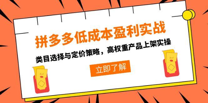 拼多多低成本盈利实战，类目选择与定价策略，高权重产品上架实操直击课堂-直击课堂博客|网赚教程_各大网赚论坛VIP教程直击课堂博客