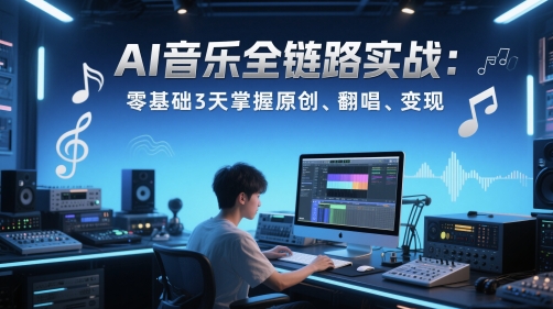 AI音乐全链路实战变现课：零基础3天掌握原创、翻唱、变现直击课堂-直击课堂博客|网赚教程_各大网赚论坛VIP教程直击课堂博客