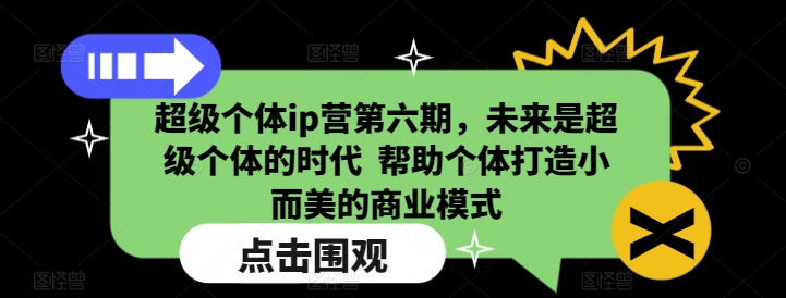 超级个体ip营第六期，未来是超级个体的时代  帮助个体打造小而美的商业模式直击课堂-直击课堂博客|网赚教程_各大网赚论坛VIP教程直击课堂博客