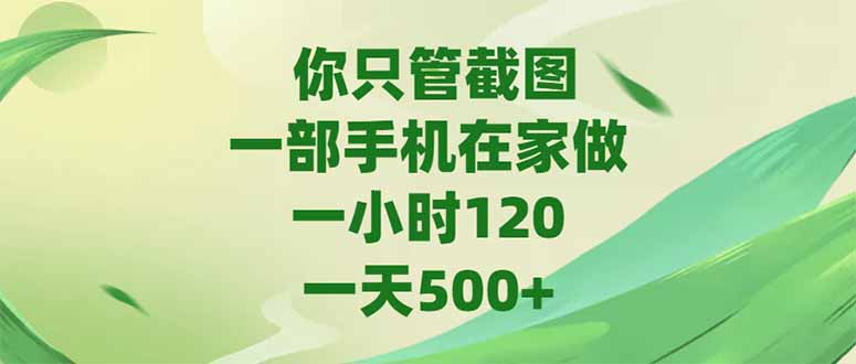 你只管截图，一部手机在家做，一小时120，-天500+直击课堂-直击课堂博客|网赚教程_各大网赚论坛VIP教程直击课堂博客