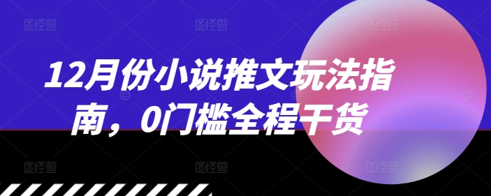12月份小说推文玩法指南，0门槛全程干货直击课堂-直击课堂博客|网赚教程_各大网赚论坛VIP教程直击课堂博客