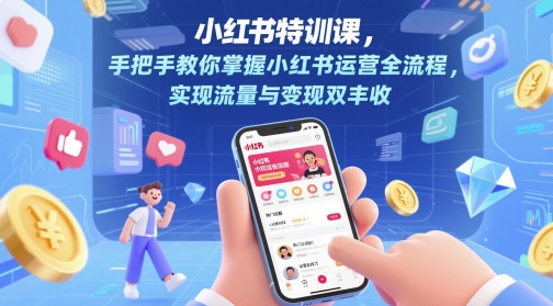 小红书特训课，手把手教你掌握小红书运营全流程，实现流量与变现双丰收直击课堂-直击课堂博客|网赚教程_各大网赚论坛VIP教程直击课堂博客