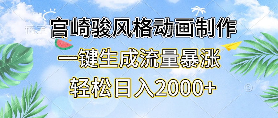 宫崎骏风格动画制作，一键生成流量暴涨，轻松日入2000+直击课堂-直击课堂博客|网赚教程_各大网赚论坛VIP教程直击课堂博客