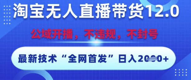 淘宝无人直播带货12.0，最新技术，不封号，不违规，操作简单，开播爆单，日入多张【揭秘】直击课堂-直击课堂博客|网赚教程_各大网赚论坛VIP教程直击课堂博客