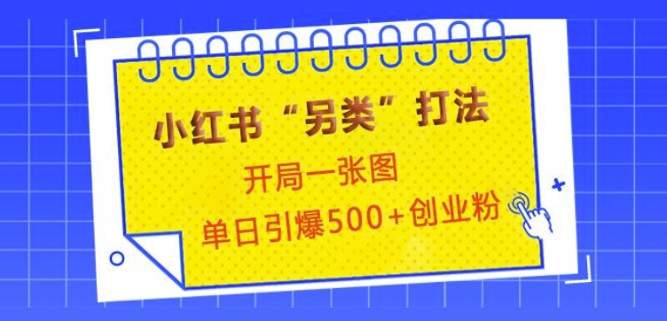 小红书“另类”打法，开局一张图，单日引爆500+精准创业粉【揭秘】直击课堂-直击课堂博客|网赚教程_各大网赚论坛VIP教程直击课堂博客