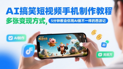 AI搞笑短视频手机制作教程，多张变现方式，5分钟教会你用AI做不一样的西游记直击课堂-直击课堂博客|网赚教程_各大网赚论坛VIP教程直击课堂博客