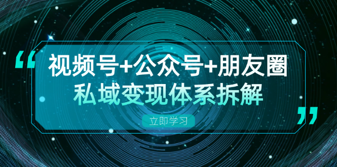 视频号+公众号+朋友圈私域变现体系拆解，全体平台流量枯竭下的应对策略直击课堂-直击课堂博客|网赚教程_各大网赚论坛VIP教程直击课堂博客