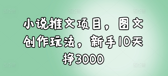 小说推文项目，图文创作玩法，新手10天挣3000直击课堂-直击课堂博客|网赚教程_各大网赚论坛VIP教程直击课堂博客