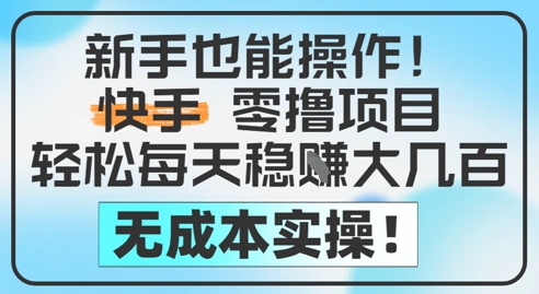 新手也能操作，快手零撸挣米，轻松每天挣2-5张，完全无成本直击课堂-直击课堂博客|网赚教程_各大网赚论坛VIP教程直击课堂博客