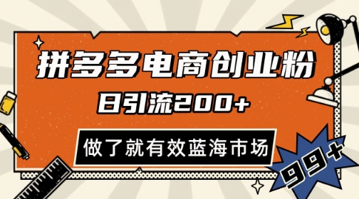 拼多多引流电商创业粉，日引200+，可矩阵放大，做了就有效【揭秘】直击课堂-直击课堂博客|网赚教程_各大网赚论坛VIP教程直击课堂博客