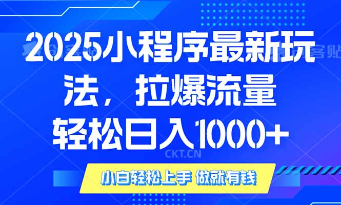 （14028期）2025年小程序最新玩法，流量直接拉爆，单日稳定变现1000+直击课堂-直击课堂博客|网赚教程_各大网赚论坛VIP教程直击课堂博客