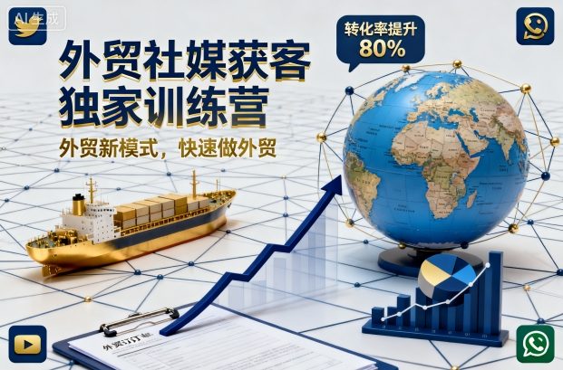 外贸社媒获客独家训练营，外贸新模式，快速做外贸（更新26年2月）-直击课堂