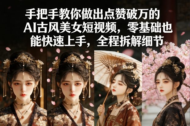 手把手教你做出点赞破万的AI古风美女短视频，零基础也能快速上手，全程拆解细节-直击课堂